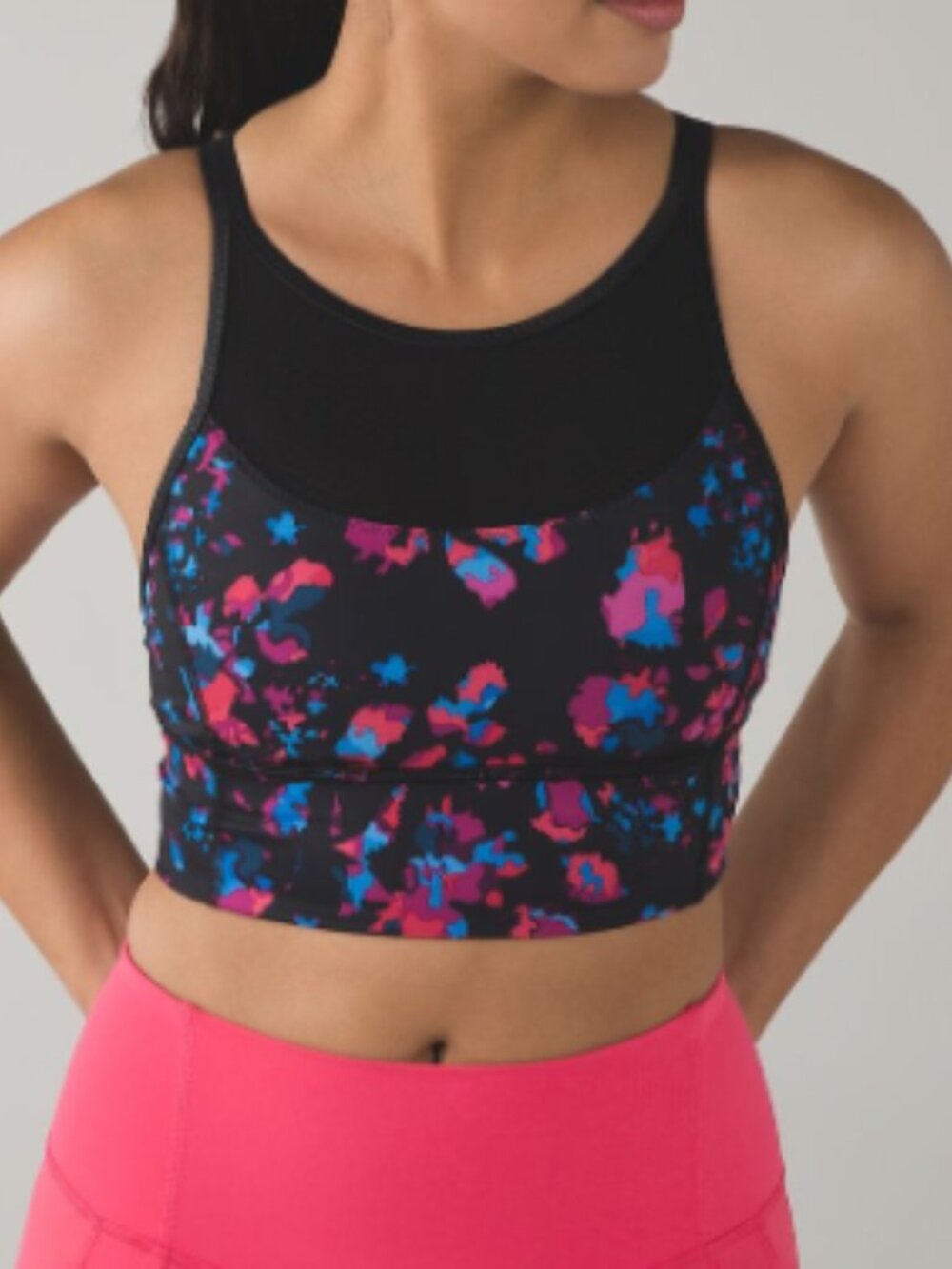 Lululemon Clip-In Long Line Bra Dandy Digie Multi / Black